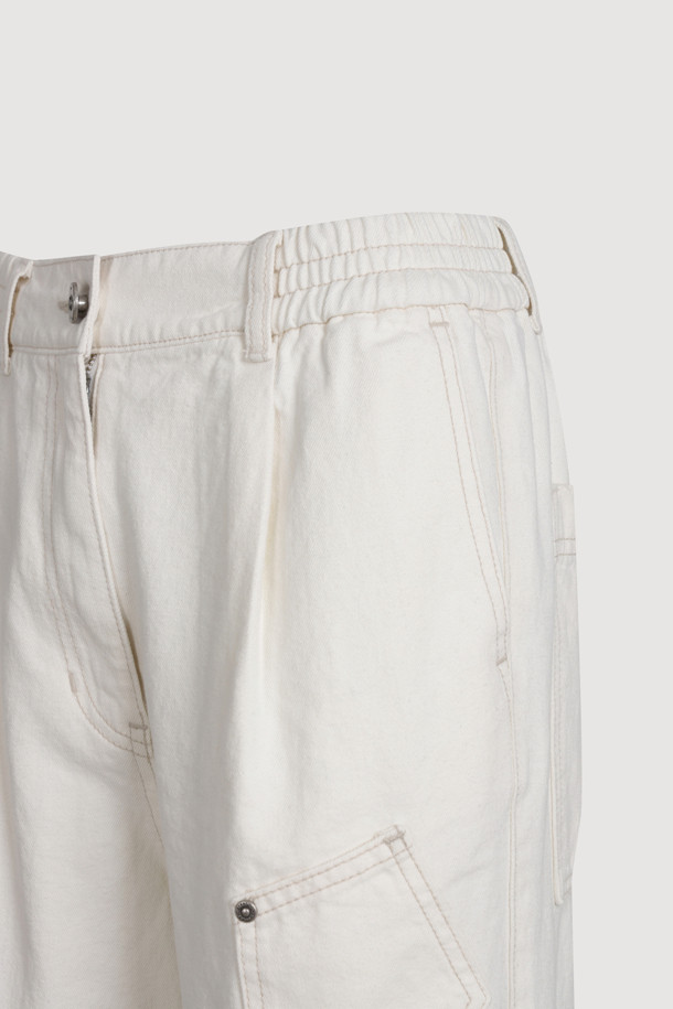 LUCKY CHOUETTE - 롱/미디팬츠 - Out Pocket Jogger Denim Pants (ivory)