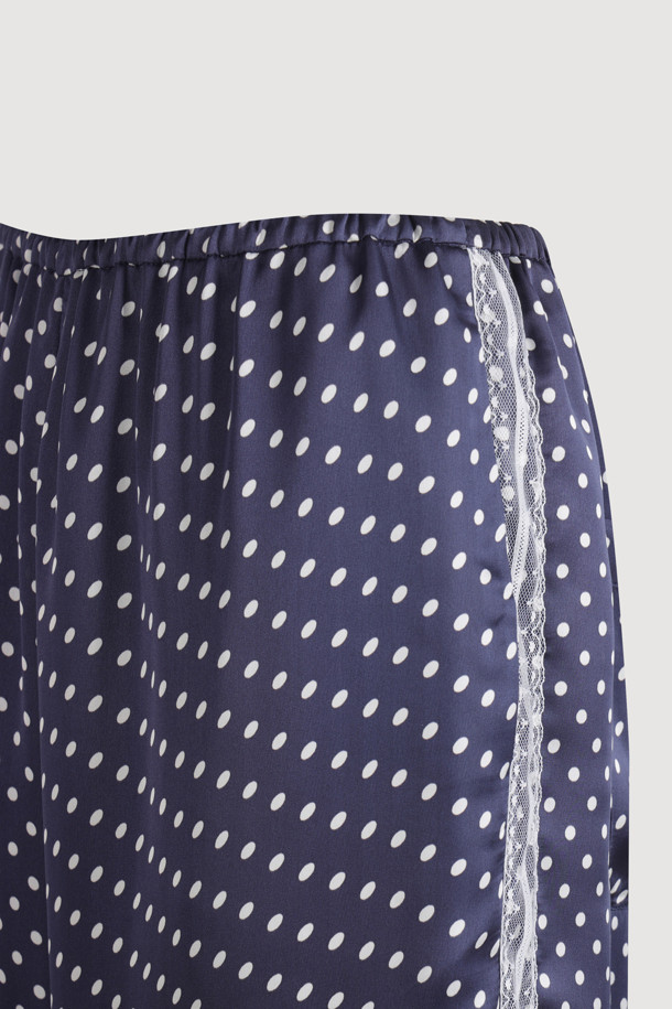 LUCKY CHOUETTE - 롱/미디팬츠 - [Re-Order] Dot Print Jogger Banding Pants (navy)