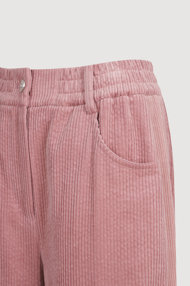 LUCKY CHOUETTE - 롱/미디팬츠 - [Holiday Edition] Side Color Corduroy Banding Pants (pink)