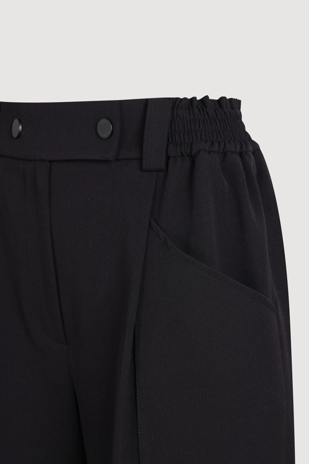 LUCKY CHOUETTE - 롱/미디팬츠 - Straight Back-banding Pants (black)