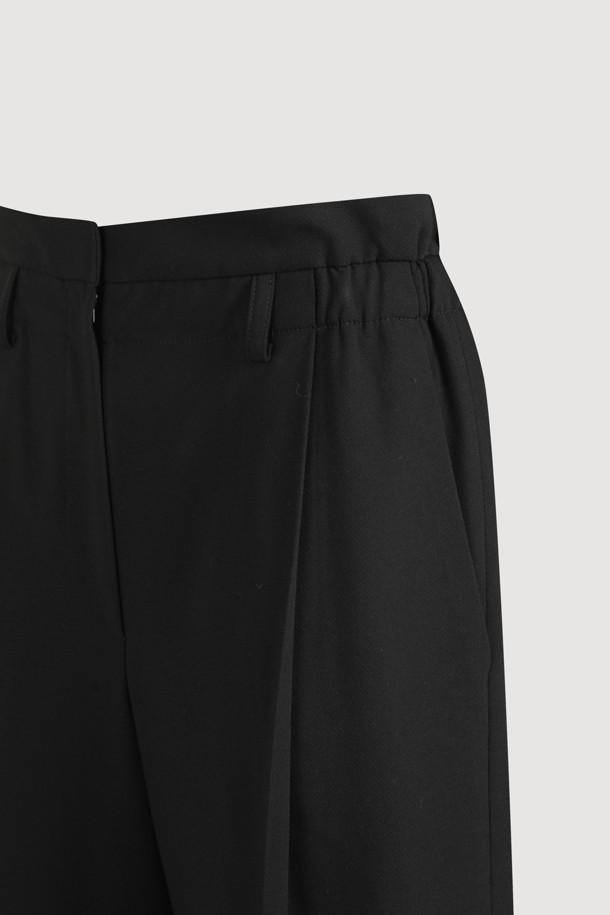 LUCKY CHOUETTE - 롱/미디팬츠 - Sideband Pintuck Wide Pants (black)