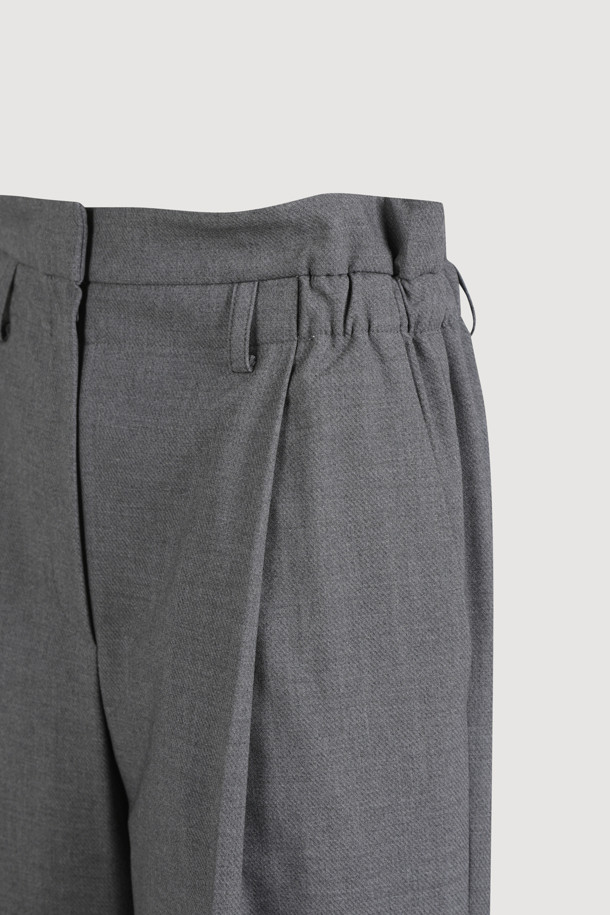 LUCKY CHOUETTE - 롱/미디팬츠 - Sideband Pintuck Wide Pants (grey)