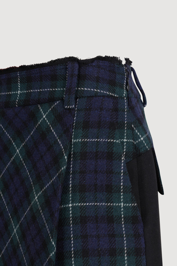 LUCKY CHOUETTE - 쇼트팬츠 - Checkered Wrap Pants (navy)