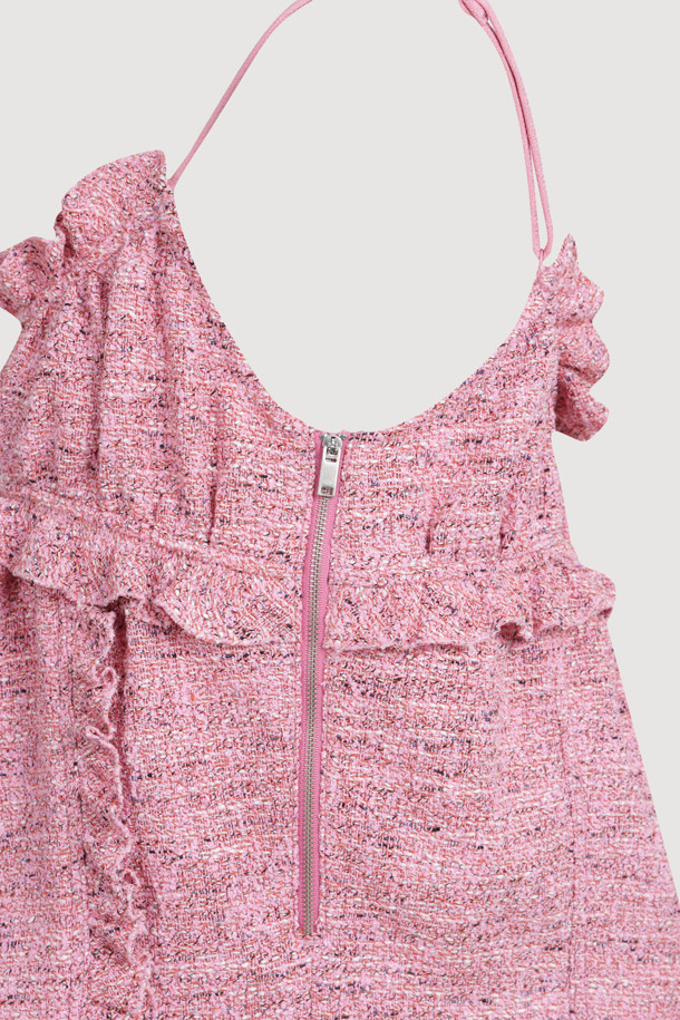 LUCKY CHOUETTE - 블라우스 - Tweed Bustier Blouse (pink)