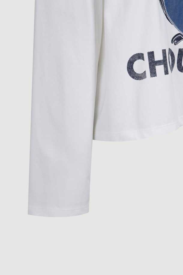 LUCKY CHOUETTE - 긴소매 티셔츠 - Chouette Point Long Sleeve T-shirt (white)