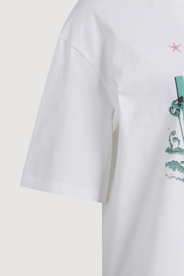 LUCKY CHOUETTE - 반소매 티셔츠 - Chouette Point Half Sleeve T-shirt (white)