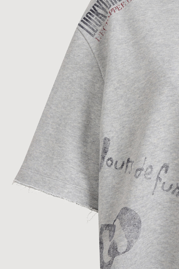 LUCKY CHOUETTE - 반소매 티셔츠 - Print Point Half Sleeve T-shirt (melange grey)