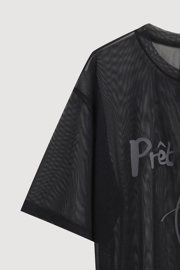 LUCKY CHOUETTE - 반소매 티셔츠 - Chouette Point Mesh Half Sleeve T-shirt (black)