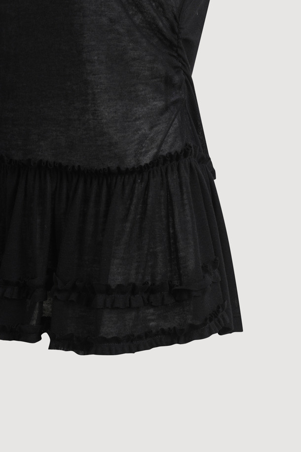 LUCKY CHOUETTE - 민소매티셔츠 - [Re-Order] Frill Point Sleeveless T-shirt