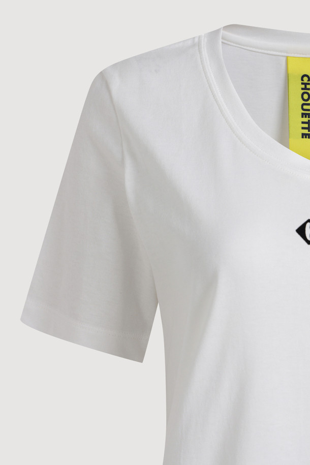 LUCKY CHOUETTE - 반소매 티셔츠 - Emblem Point Slim Fit Half Sleeve T-shirt (white)