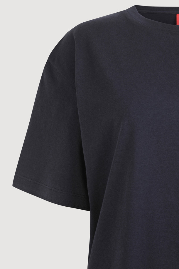 LUCKY CHOUETTE - 반소매 티셔츠 - Back Print Loose Fit Half Sleeve T-shirt (navy)