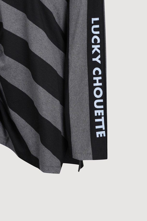 LUCKY CHOUETTE - 긴소매 티셔츠 - [Holiday Edition] Stripe Solid MIX Long Sleeve T-shirts (dark grey)