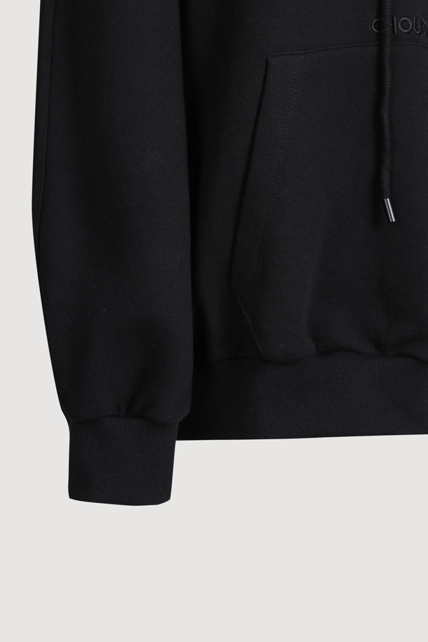 LUCKY CHOUETTE - 후디 - Embroidery Point Hooded T-shirt (black)