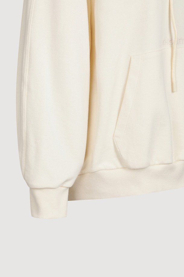 LUCKY CHOUETTE - 후디 - Embroidery Point Hooded T-shirt (ivory)