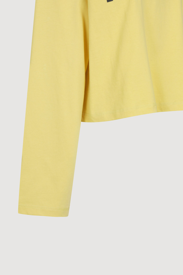 LUCKY CHOUETTE - 긴소매 티셔츠 - Printed Cropped Long-sleeved T-shirt (yellow)