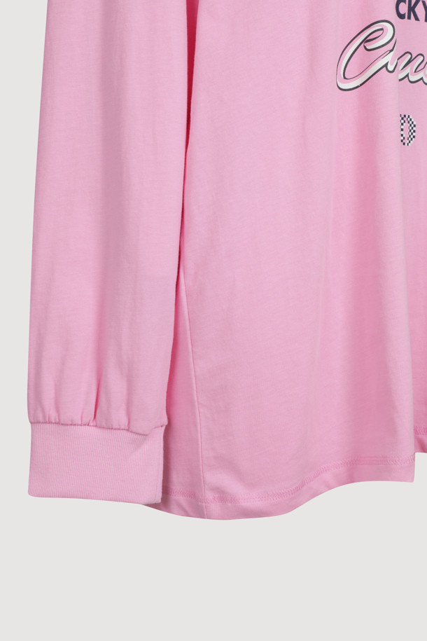 LUCKY CHOUETTE - 긴소매 티셔츠 - Print Point Long Length Long-Sleeved T-Shirt (pink)