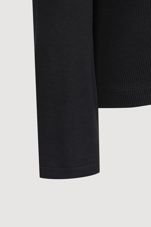 **[Re-Order] 골지 터틀넥 긴소매 티셔츠 (블랙)**

부드러운 면 소재로 제작되어 편안한 착용감을 선사하는 블랙 컬러의 터틀넥 티셔츠입니다. 슬림핏 디자인으로 여성스러운 실루엣을 강조하며, 가을/겨울 시즌에 적합합니다. 베이직한 스타일로 다양한 룩에 활용하기 좋으며, 이너 또는 레이어드용으로 활용도가 높습니다. 왼쪽 가슴 부분의 엠블럼 자수 디테일이 돋보이며, 출근룩, 미니멀, 클래식, 캐주얼 스타일을 즐기는 분들께 추천합니다. 얇은 두께감과 긴 소매 기장으로 간절기부터 겨울까지 따뜻하게 착용할 수 있습니다.
