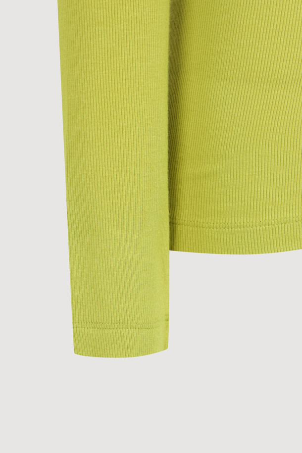 라임 컬러의 골지 터틀넥 긴팔 티셔츠입니다. 캐주얼하고 베이직한 스타일로, 가을과 겨울철 데일리룩에 활용하기 좋습니다. 신축성이 좋은 소재로 제작되어 편안한 착용감을 선사하며, 슬림핏 디자인으로 깔끔한 핏을 연출합니다. 왼쪽 가슴 부분의 엠블럼 자수 디테일이 돋보이며, 레이어드하여 다양한 스타일을 연출할 수 있습니다.
