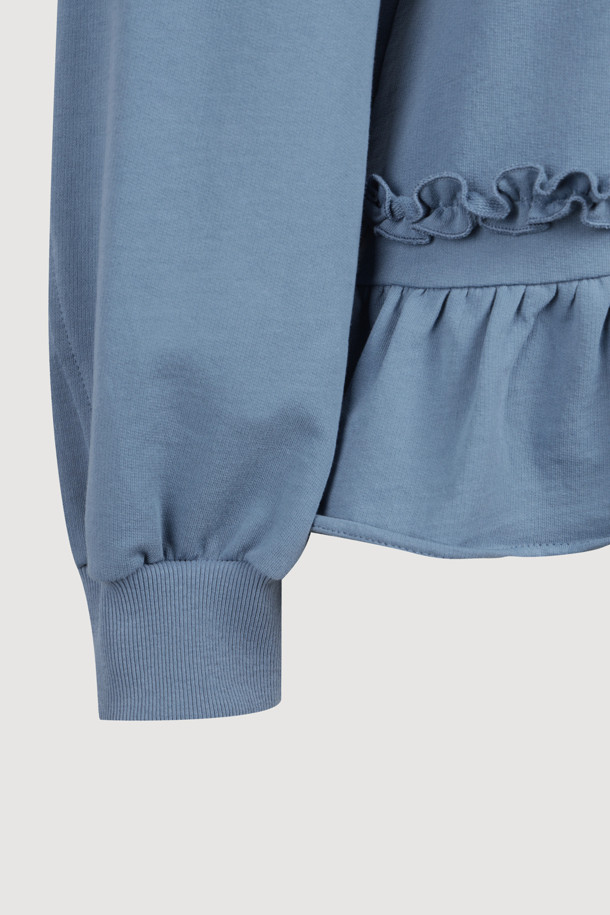 헤 라인 프릴 스웨트셔츠 (블루)는 산뜻한 블루 컬러와 부드러운 면 소재로 제작되어 봄, 가을 시즌에 활용하기 좋은 아이템입니다. 캐주얼한 무드를 연출하며 데이트룩, 봄 소풍룩에 적합합니다. 크롭 기장의 루즈핏으로 편안하면서도 스타일리시하게 연출할 수 있으며, 밑단 프릴 디테일이 여성스러운 포인트를 더합니다. 얇은 두께감과 라운드넥 디자인으로 간절기에도 부담 없이 착용 가능하며, 미니멀한 스타일을 즐기는 분들께 추천합니다.
