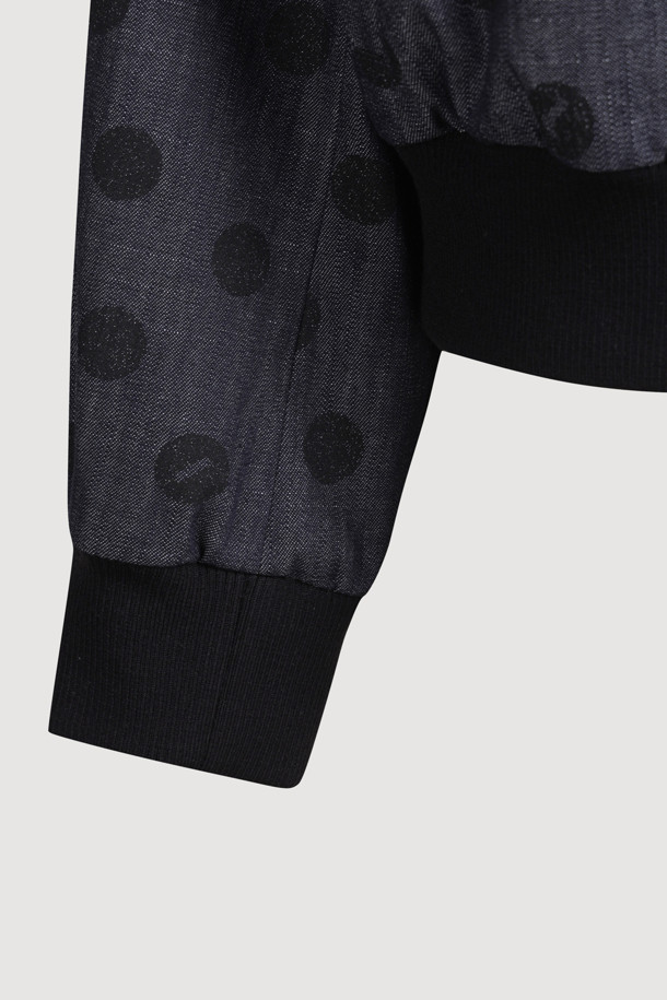 LUCKY CHOUETTE - 점퍼 - [Atelier] Dot Print Crop Jumper (dark navy)