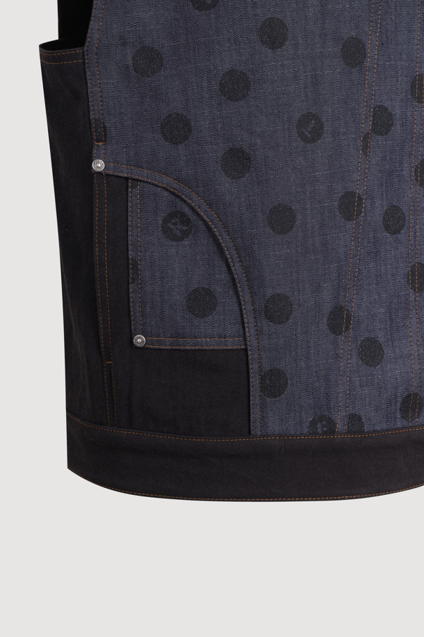 LUCKY CHOUETTE - 베스트 - [Atelier] Dot Print Vest (dark navy)