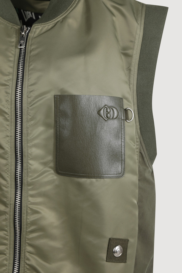 LUCKY CHOUETTE - 베스트 - Leather Pocket Sleeveless Vest (khaki)