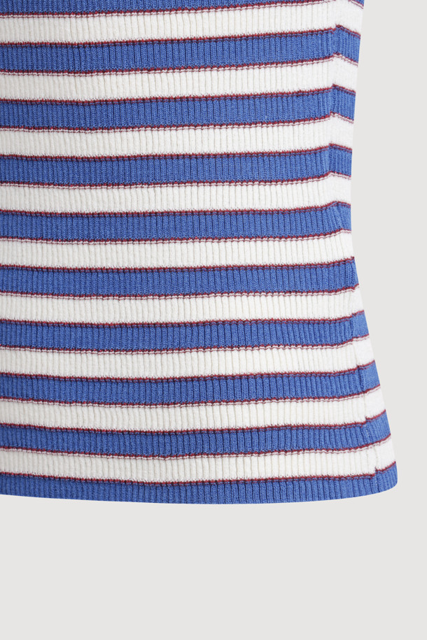 LUCKY CHOUETTE - 스웨터 - Stripe Knit Sleeveless Pullover (blue)