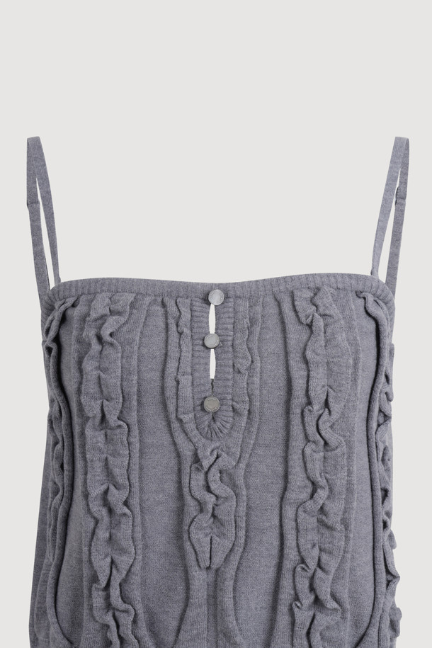 LUCKY CHOUETTE - 베스트 - Frill Detail Knit Vest (melange grey)