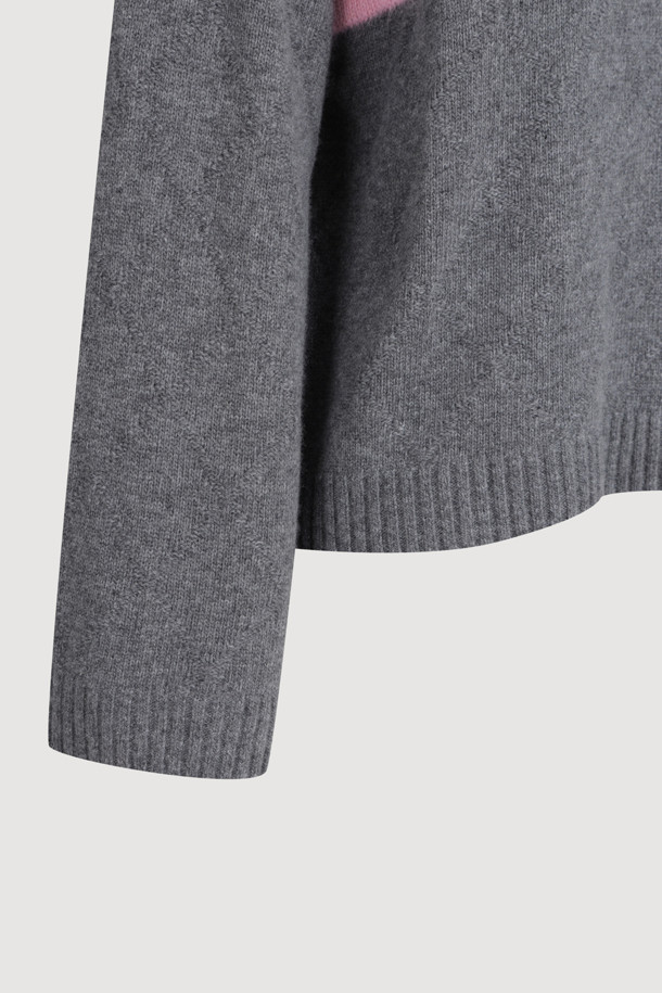 LUCKY CHOUETTE -  - [Re-Order] [Holiday Edition] Front Accentuated Knit Pullover (melange grey)