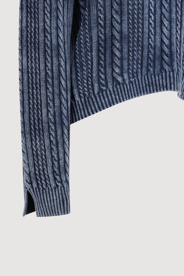 LUCKY CHOUETTE - 스웨터 - Washed Cable Knit Pullover (grey)