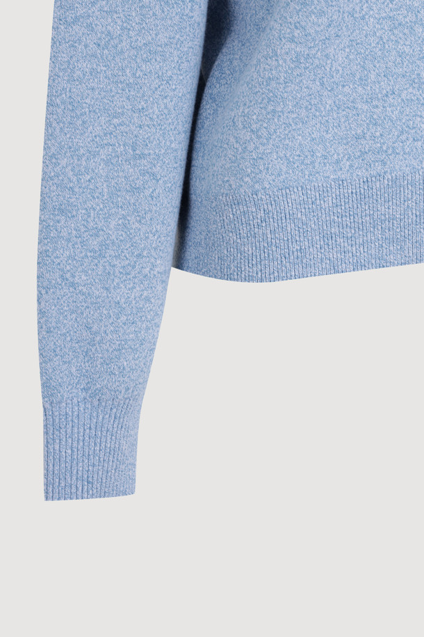 LUCKY CHOUETTE - 스웨터 - Reversible Lettering Round Neck Knit Pullover (blue)