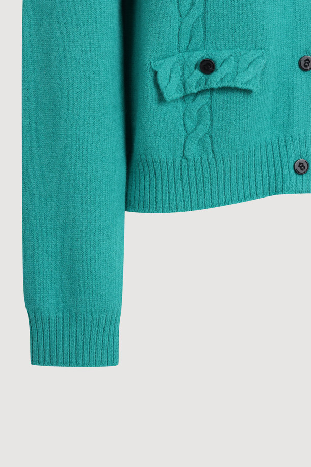 LUCKY CHOUETTE - 가디건 - Back Lucky Lettering Knit Cardigan (green)