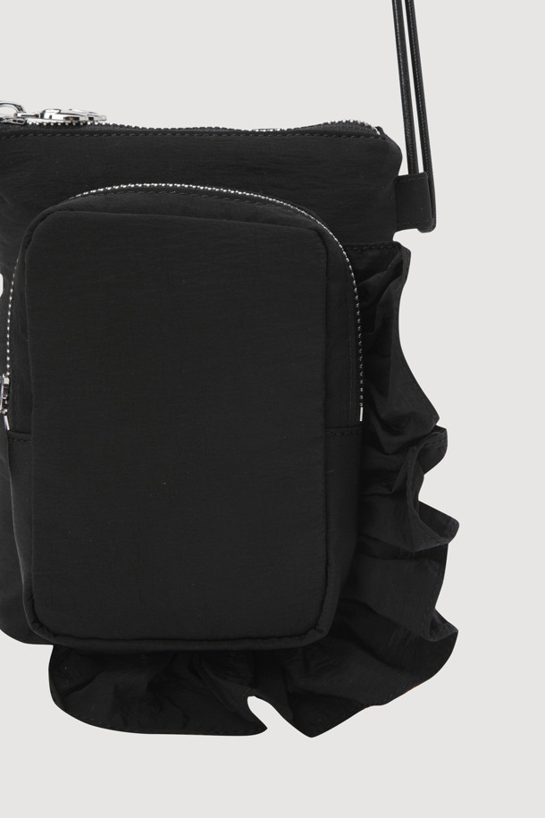 LUCKY CHOUETTE - 크로스백 - Frill Decoration Mini Cross Bag (black)