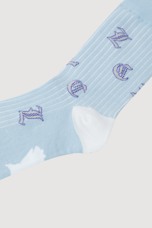 LUCKY CHOUETTE - 양말 - Lettering Jacquard Socks (mint)