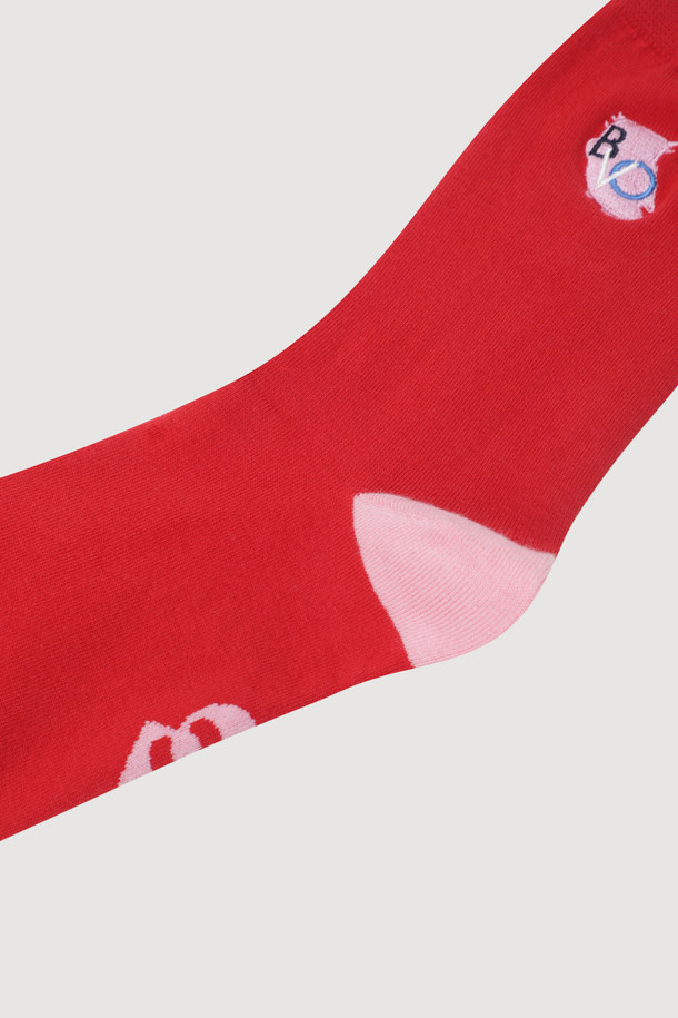 LUCKY CHOUETTE - 양말 - Chouette Embroidery Socks (red)