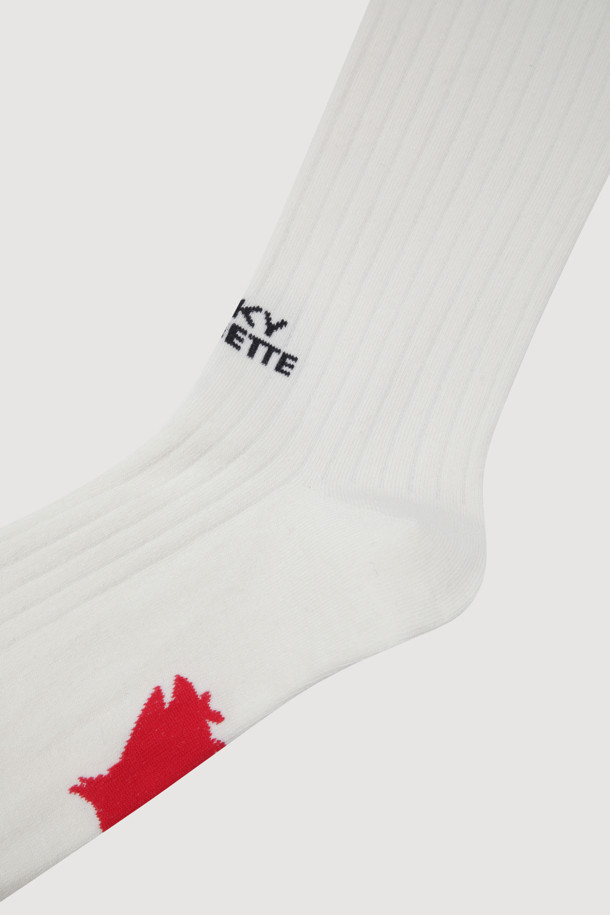 LUCKY CHOUETTE - 양말 - Lettering Point Knee Socks (ivory)