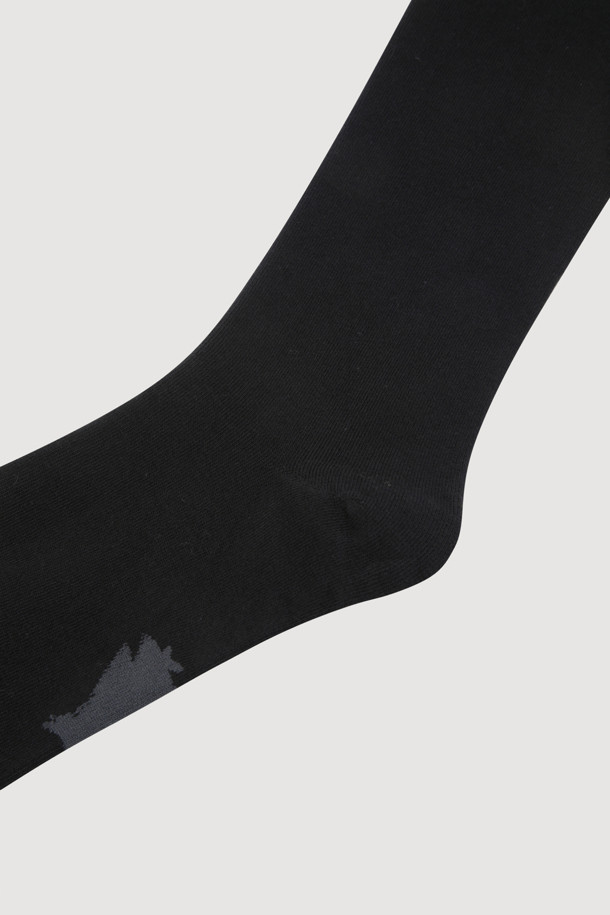 LUCKY CHOUETTE - 양말 - Lettering Point Over Knee Socks (black)