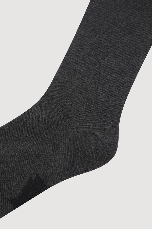 LUCKY CHOUETTE - 양말 - Lettering Point Over Knee Socks (dark grey)