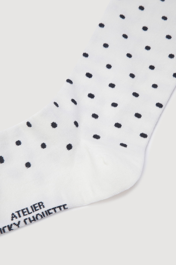 LUCKY CHOUETTE - 양말 - A-Dot Knee-Socks (ivory)