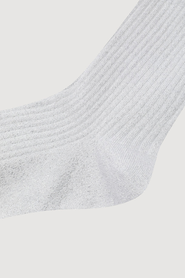 LUCKY CHOUETTE - 양말 - Label Decorated Metal Socks(silver)