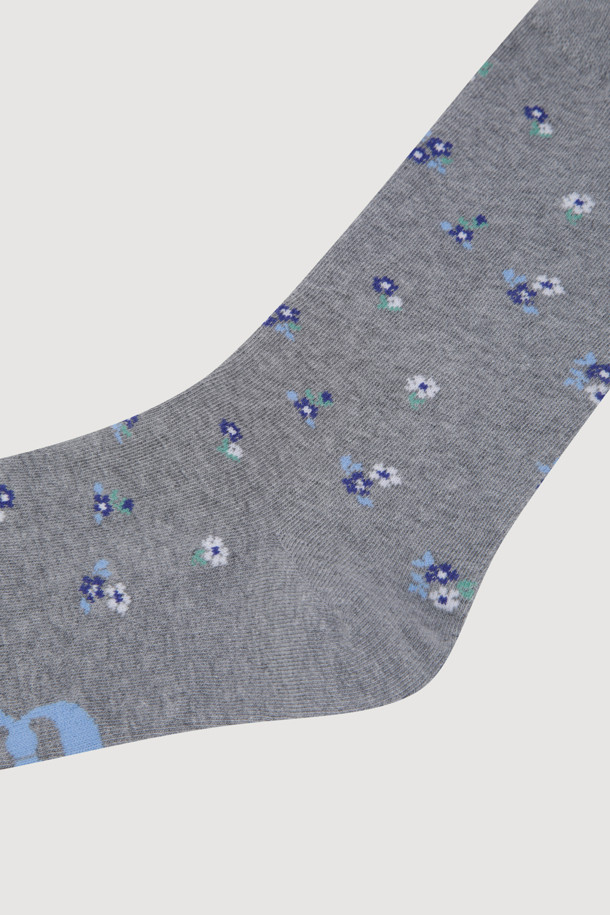 LUCKY CHOUETTE - 양말 - Flower Pattern Socks(melange grey)
