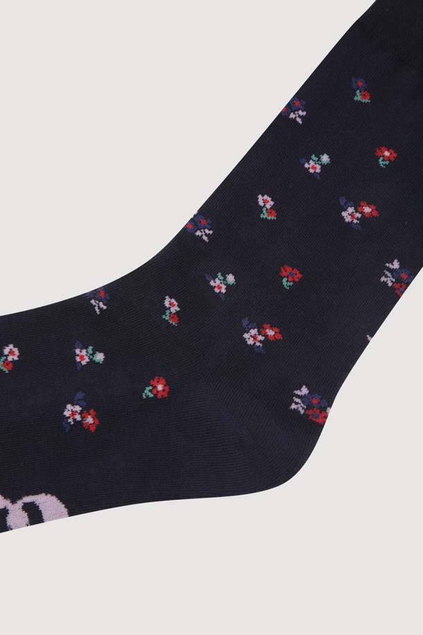 LUCKY CHOUETTE - 양말 - Flower Pattern Socks(navy)
