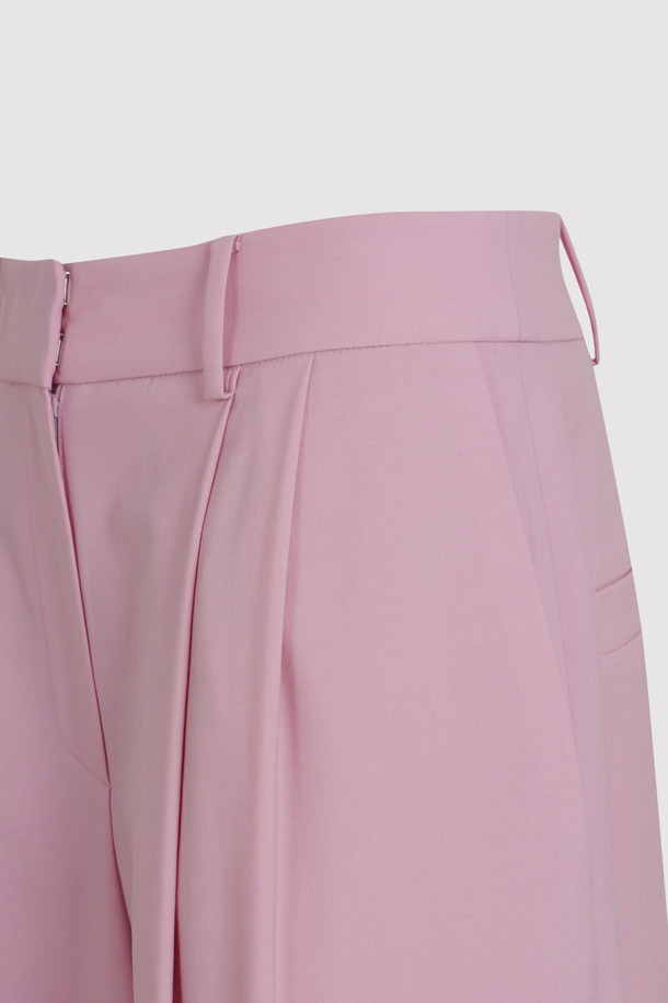 LUCKY CHOUETTE - 스커트/팬츠 - Two Tuck Wide Pants (pink)