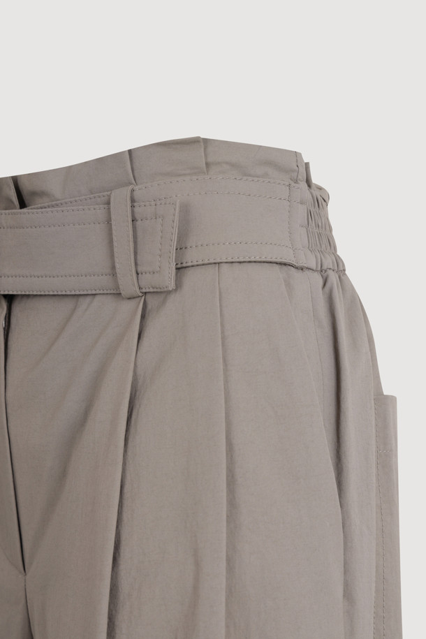 LUCKY CHOUETTE - 스커트/팬츠 - 2 Pintuck Banding Belt Wide Pants (khaki)