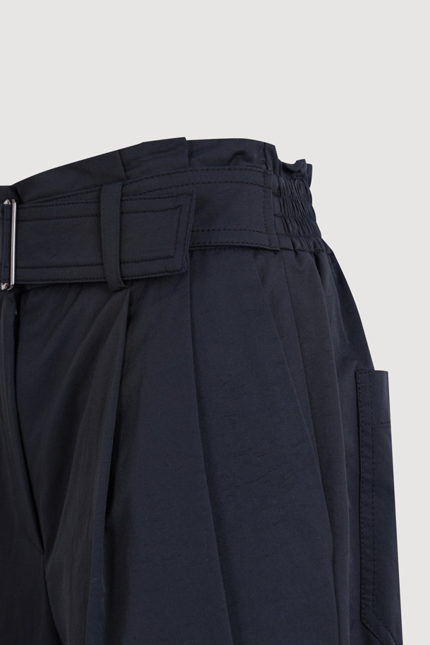 LUCKY CHOUETTE - 스커트/팬츠 - 2 Pintuck Banding Belt Wide Pants (dark navy)