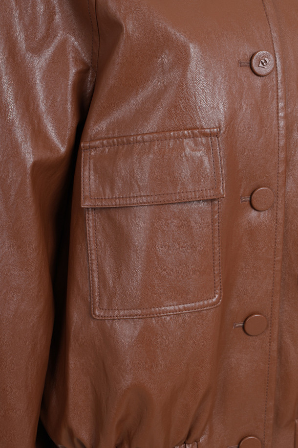 LUCKY CHOUETTE - 점퍼 - Leather Blouson Jumper (camel)