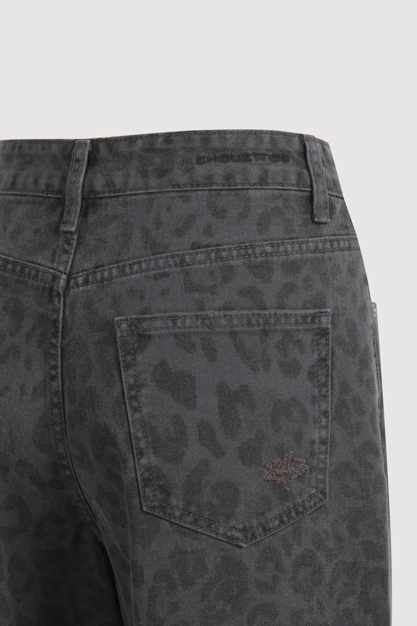 LUCKY CHOUETTE - 롱/미디팬츠 - Chouetties by LUCKY CHOUETTE_Leopard Denim Pants (dark grey)