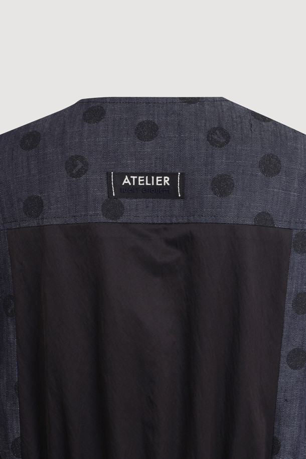 LUCKY CHOUETTE - 민소매 원피스 - [Atelier] Dot Print Sleeveless Dress (dark navy)