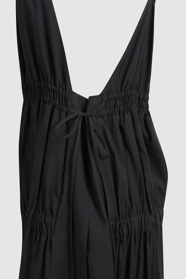 LUCKY CHOUETTE - 민소매 원피스 - [Atelier] Shirring Sleeveless Dress (black)