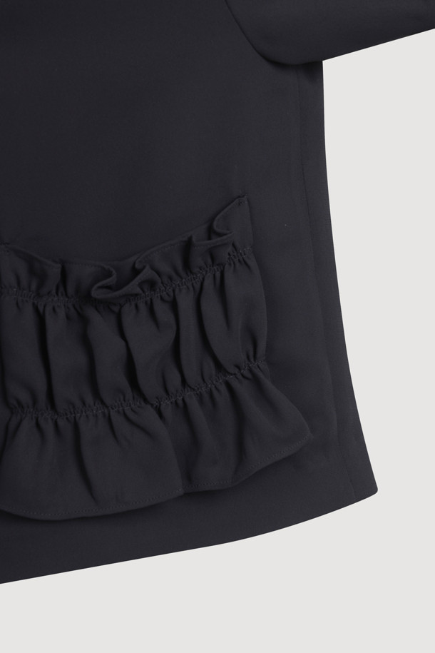 LUCKY CHOUETTE - 자켓 - Poly Half Sleeve Crop Jacket (black)